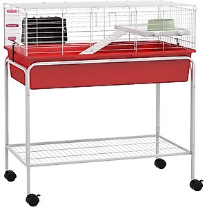 PawHut 33-in 2-Story Small Animal Cage with Stand, Red