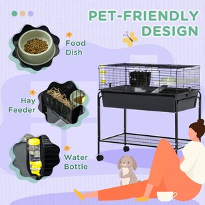 PawHut 33-in 2-Story Small Animal Cage with Stand, Gray