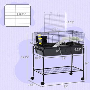 PawHut 33-in 2-Story Small Animal Cage with Stand, Gray