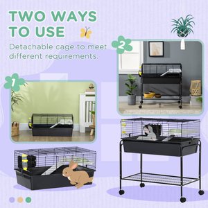 PawHut 33-in 2-Story Small Animal Cage with Stand, Gray