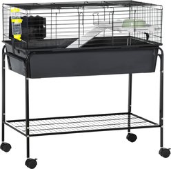 PawHut 33-in 2-Story Small Animal Cage with Stand, Gray