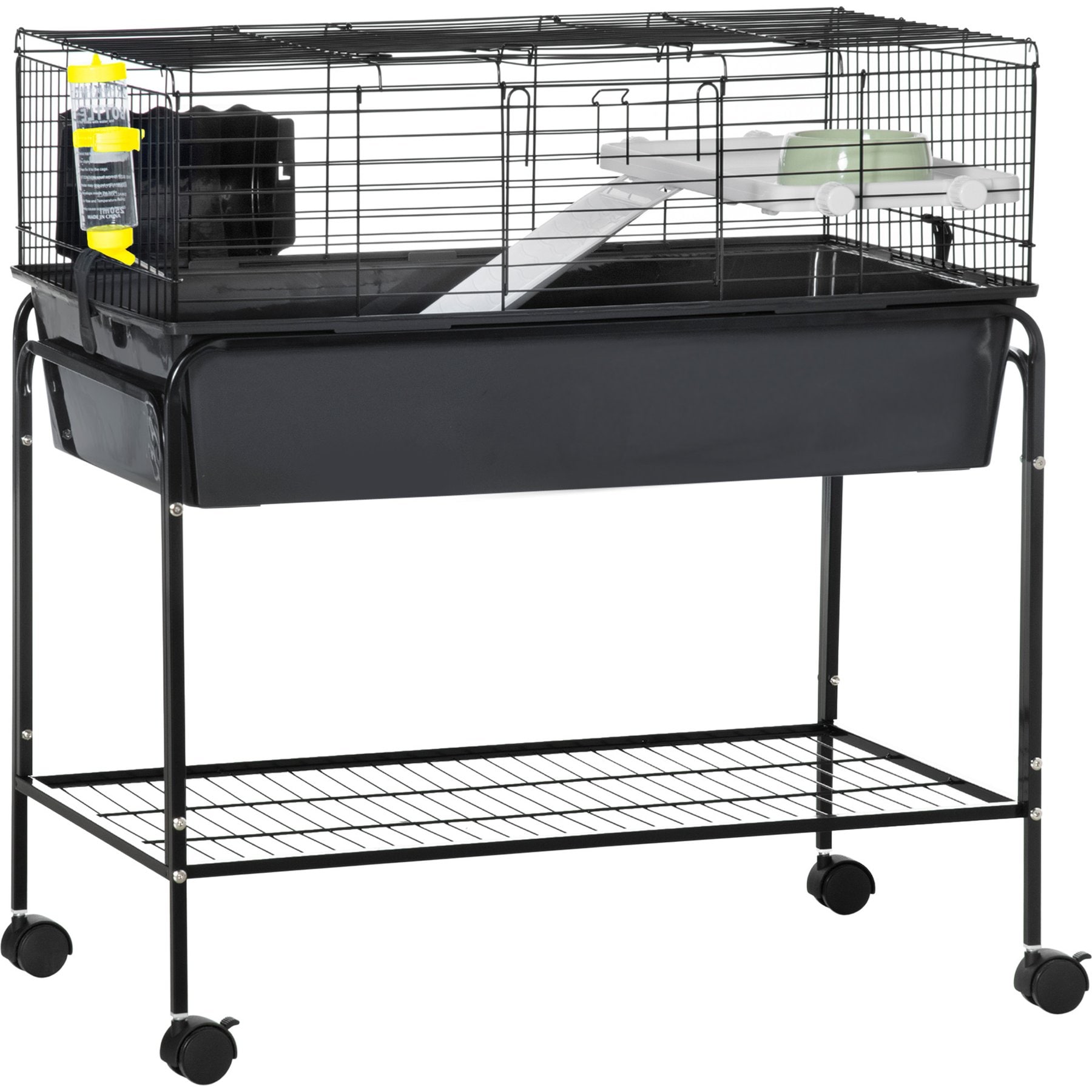 PawHut 33-in 2-Story Small Animal Cage with Stand, Gray