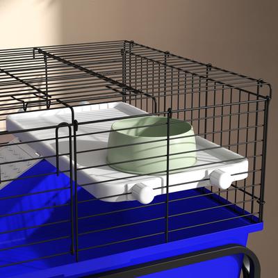 Show full view: PawHut 33-in 2-Story Small Animal Cage with Stand, Blue slide 9 of 9