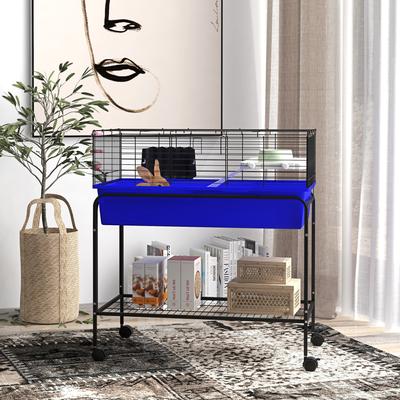 Show full view: PawHut 33-in 2-Story Small Animal Cage with Stand, Blue slide 2 of 9