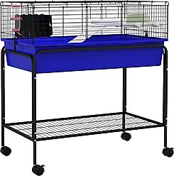 PawHut 33-in 2-Story Small Animal Cage with Stand, Blue