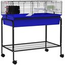 PawHut 33-in 2-Story Small Animal Cage with Stand, Blue