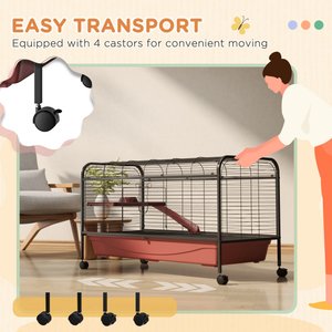 PawHut 48-in Small Pet Cage with Wheels