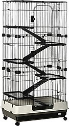 PawHut 32-in 6-Level Ferret Cage with Universal Lockable Wheels, Black