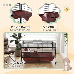 PawHut 48-in Small Pet Cage with Wheels