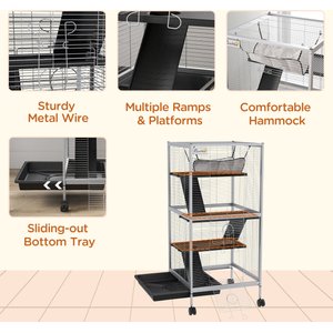PawHut Rolling 4 Platform Small Animal Cage