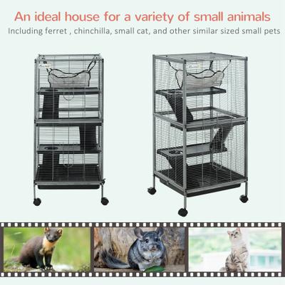Show full view: PawHut 4 Platform Small Animal Cage with Wheels slide 4 of 10