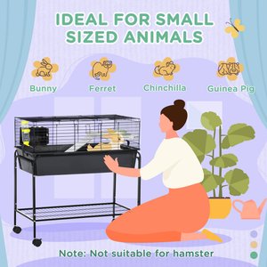 PawHut 33-in 2-Story Small Animal Cage with Stand, Gray
