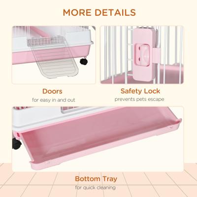 Show full view: PawHut 32-in 6-Level Ferret with Universal Lockable Wheels, Pink slide 7 of 9