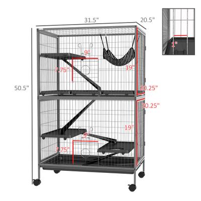 Show full view: PawHut 50-in 5-Tier Steel Wire Ferret Cage, Gray slide 3 of 10