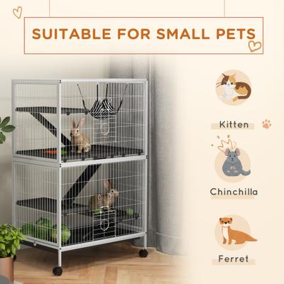 Show full view: PawHut 50-in 5-Tier Steel Wire Ferret Cage, White slide 4 of 10