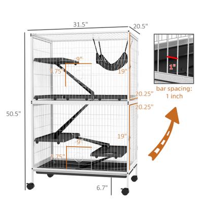 Show full view: PawHut 50-in 5-Tier Steel Wire Ferret Cage, White slide 3 of 10