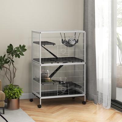 Show full view: PawHut 50-in 5-Tier Steel Wire Ferret Cage, White slide 2 of 10