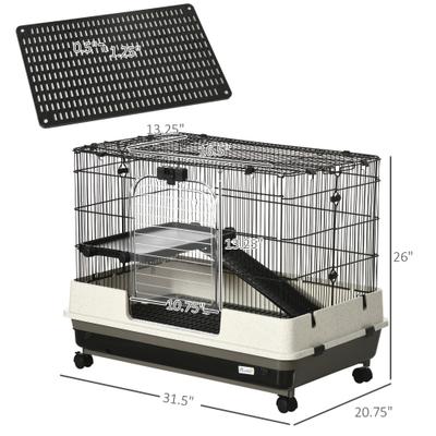 Show full view: PawHut 2-Level Small Animal Cage with Wheels slide 3 of 9