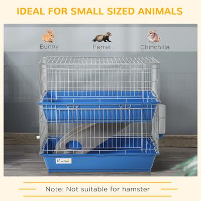 Show full view: PawHut 2-Tier Small Animal Cage, Blue slide 8 of 9