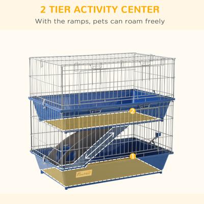 Show full view: PawHut 2-Tier Small Animal Cage, Blue slide 6 of 9