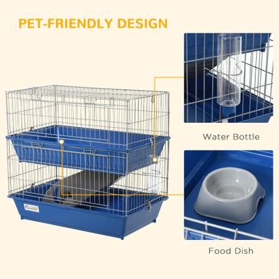 Show full view: PawHut 2-Tier Small Animal Cage, Blue slide 5 of 9