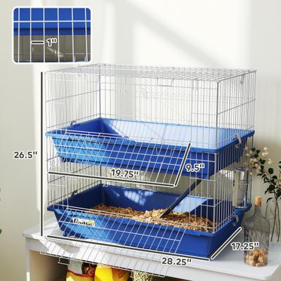 Show full view: PawHut 2-Tier Small Animal Cage, Blue slide 3 of 9