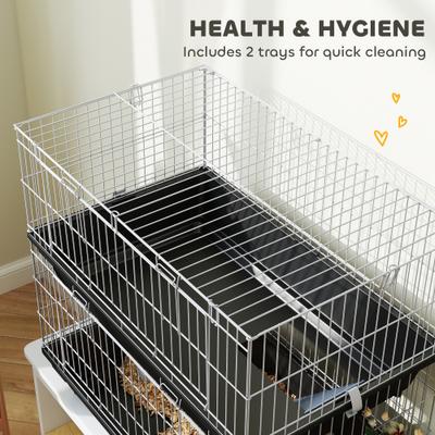 Show full view: PawHut 2-Tier Small Animal Cage, Black slide 7 of 9