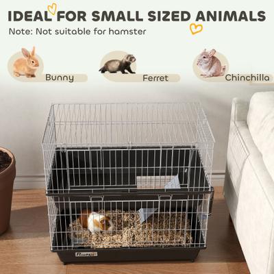 Show full view: PawHut 2-Tier Small Animal Cage, Black slide 8 of 9