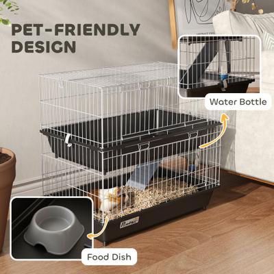Show full view: PawHut 2-Tier Small Animal Cage, Black slide 5 of 9