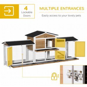 PawHut 90.5-in Wooden Rabbit Hutch