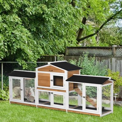 Show full view: PawHut 90.5-in Wooden Rabbit Hutch slide 2 of 10