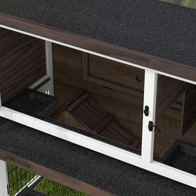 Show full view: PawHut Outdoor 2-Tier Wooden Rabbit Hutch slide 8 of 9