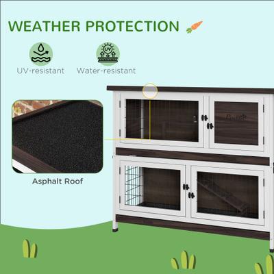 Show full view: PawHut Outdoor 2-Tier Wooden Rabbit Hutch slide 7 of 9