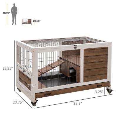 Show full view: PawHut Elevated Wooden Indoor Rabbit Hutch slide 3 of 9