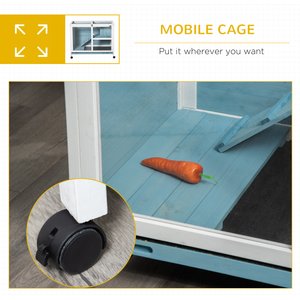 PawHut 2 Story Indoor Wooden Rabbit Hutch, Light Blue