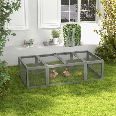 Show full view: PawHut Outdoor Wooden Rabbit Hutch with Lockable Doors slide 9 of 9