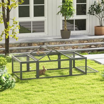 Show full view: PawHut Outdoor Wooden Rabbit Hutch with Lockable Doors slide 8 of 9