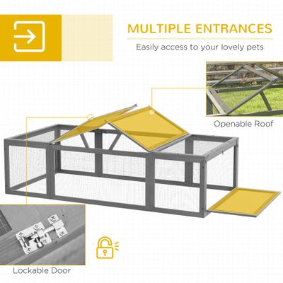 Show full view: PawHut Outdoor Wooden Rabbit Hutch with Lockable Doors slide 5 of 9