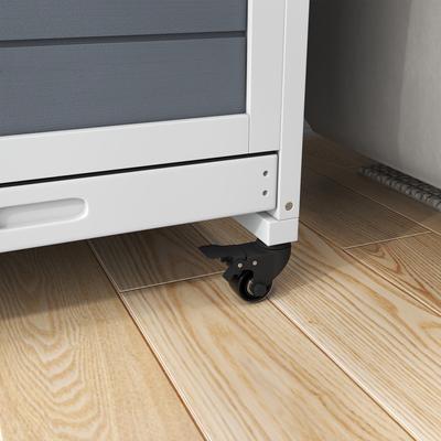 Show full view: PawHut 35.5-in 2-Tier Indoor Rabbit Hutch with Wheels slide 9 of 9