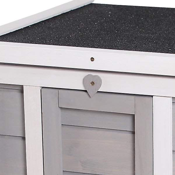 Show full view: PawHut Wooden Rabbit Hutch with Openable & Waterproof Roof, Grey slide 9 of 9