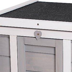 PawHut Wooden Rabbit Hutch with Openable & Waterproof Roof, Grey