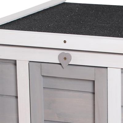 Show full view: PawHut Wooden Rabbit Hutch with Openable & Waterproof Roof, Grey slide 9 of 10