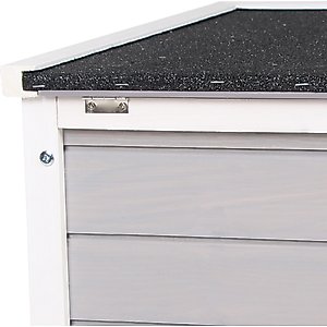 PawHut Wooden Rabbit Hutch with Openable & Waterproof Roof, Grey