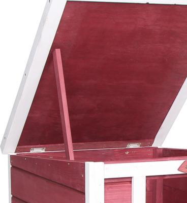 Show full view: PawHut Wooden Rabbit Hutch with Openable & Waterproof Roof, Red slide 7 of 10