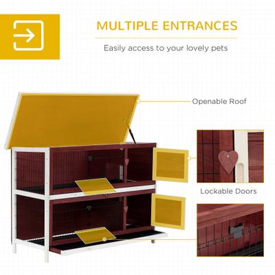 Show full view: PawHut 54-in 2-Story Indoor/Outdoor Rabbit Hutch slide 5 of 9