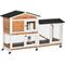 Show in main carousel: PawHut 62-in Wooden Rabbit Hutch with Wheels, Natural Wood slide 1 of 9