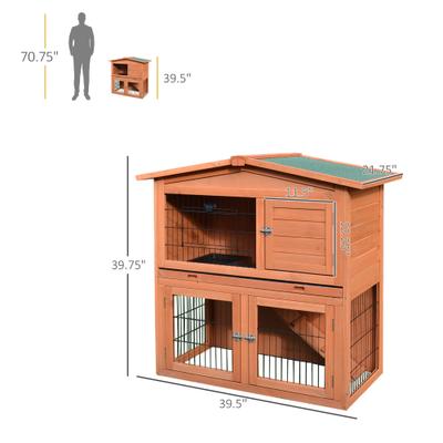 Show full view: PawHut 40-in Outdoor Wooden Rabbit Hutch slide 3 of 9
