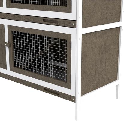 Show full view: PawHut Wooden Indoor/Outdoor Rabbit Hutch, Brown slide 9 of 9