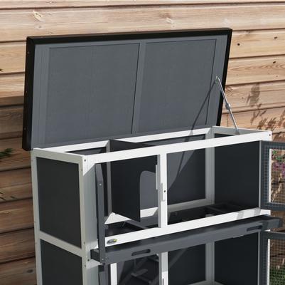 Show full view: PawHut Wooden Indoor/Outdoor Rabbit Hutch, Gray slide 9 of 9