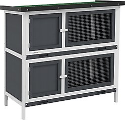 PawHut Wooden Indoor/Outdoor Rabbit Hutch, Gray